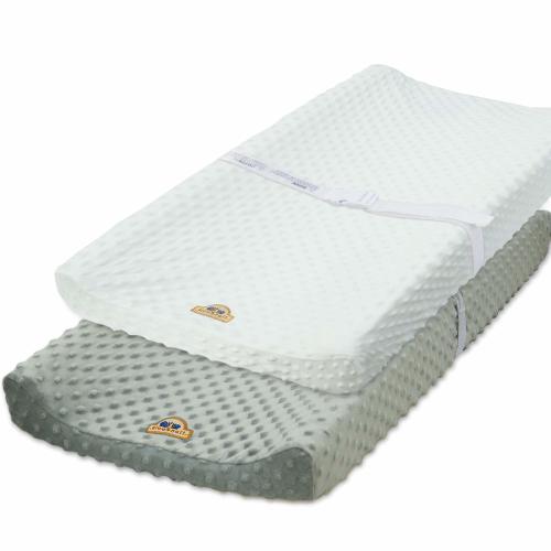BlueSnail Ultra Soft White+Gray Minky Dot Changing Pad Cover 2 Pack
