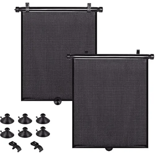 Large Car Sun Shade for Baby, 2 Pack Retractable Car Roller Shades for Side Window Blocks Harmful Sun Glare and Heat for SUV Truck 18''x20''