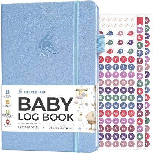 Clever Fox Baby Log Book – Daily Feeding & Sleep Tracker Journal – Medical Care Newborn Record, Gifts for New Parents & Baby Registry (Light Blue)