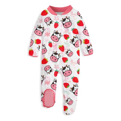 UNIFACO Baby Girls Boys Footed Pajamas One-Piece Sleeper Snug Fit Sleep and Play Zip Front Footie Romper 0-12 Month