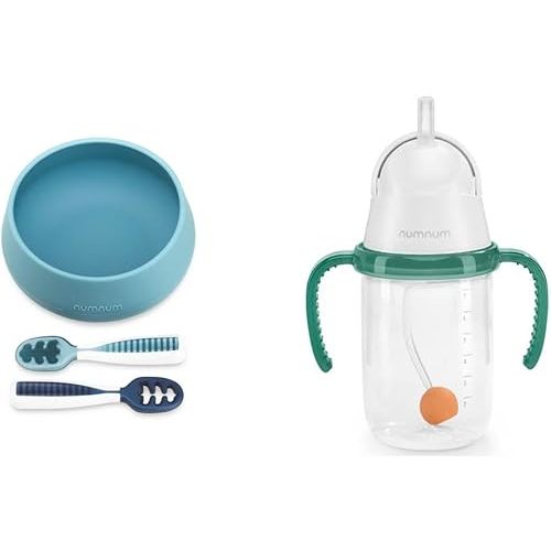 NumNum Feeding Set, 4+ Months, Blue/Navy Plus Toddler Cup, 1PK, Orange