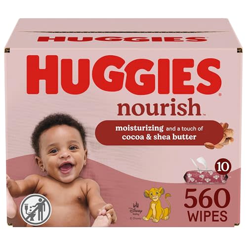 Huggies Nourish Scented Baby Wipes, 10 Push Button Packs (560 Wipes Total)