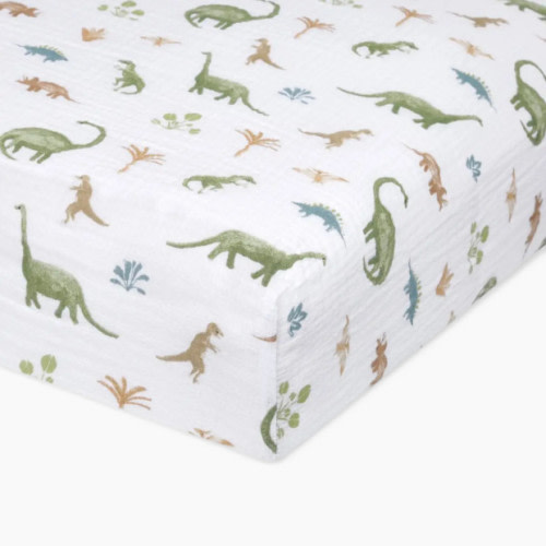 Aden + Anais Essentials Cotton Muslin Crib Sheet - Dino Jungle