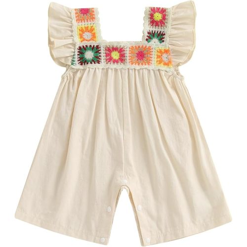 Baby Girl Romper Fall Clothes Ruffle Sleeveless Onesie Crochet Floral Bubble Romper Infant Bodysuit Boho Outfit