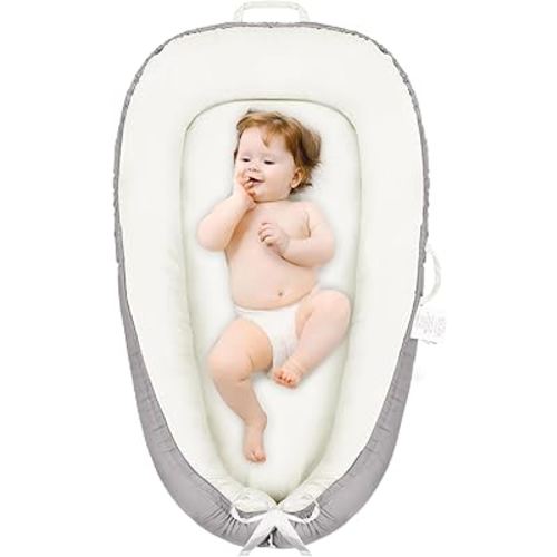 Baby Lounger - Baby Lounger Pillow for Newborn, Breathable & Soft Baby Nest Co Sleeper for Baby 0-24 Months, Portable Infant Lounger Baby Floor Seat for Home and Travel,Beige