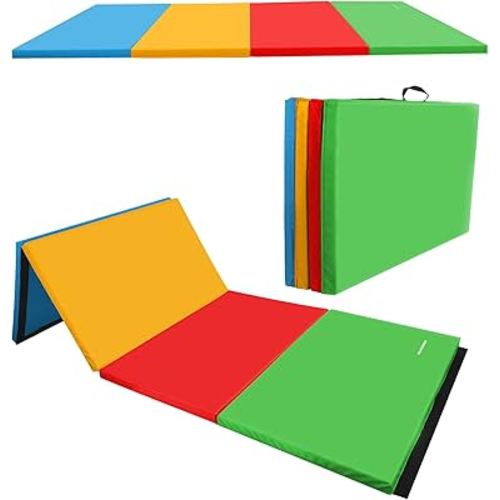 BalanceFrom All Purpose 4'x6'x2" Extra Thick High Density Anti Tear Gymnastics Gym Folding Exercise Aerobics Mats, Multiple Color Options