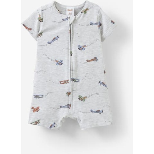 The Billie Short Sleeve Zip Romper, 3-6M
