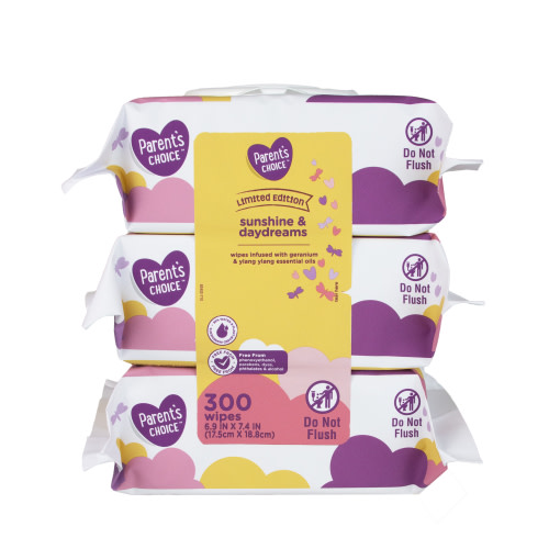 Parent's Choice Sunshine & Daydreams LE Baby Wipes, 300 Count