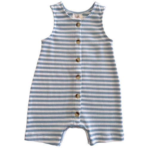 Dusty Blue Stripe / Organic Ribbed Bay Shortie