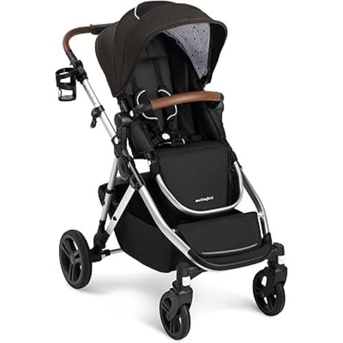 Mockingbird Single-to-Double Stroller 2.0 - Modular Full-Size Baby Stroller for 1, 2 or 3 Kids - Includes Cup Holder - Black
