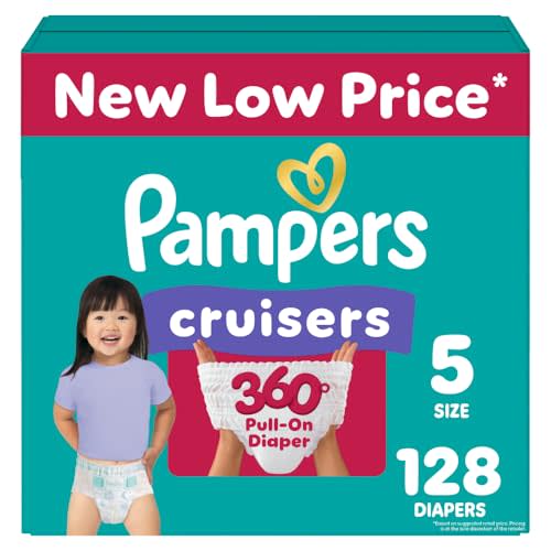 Pampers Diapers - Cruisers 360 - Size 5, 128 Count, Babyproof up to 100% Leakproof Pull-On Diaper