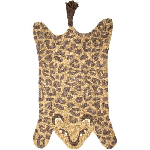 Crane Baby Safari Nursery and Toddler Room Décor, Wool Floor Rug for Boys and Girls, Leopard Shape, 23" x 36"