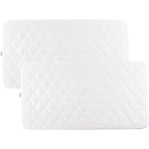 Bamuho 2 Pack Waterproof Pack and Play Sheets Fitted Quilted, Breathable Pack and Play Mattress Pad Cover, Thick Pack n Play Mattress Protector for Baby Playpen Playard - 39" x 27", White