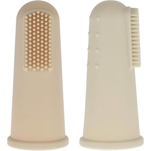 Baby Finger Toothbrush with Case, Food Grade Silicone, BPA Free, 2-Pack (Sand+Shifting Sand)