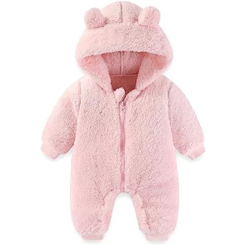 AiWMGL Baby Bear Onepiece Outfit Suit Newborn Fleece Jumpsuit Romper Hooded Warm Winter Snowsuit Clothes Boy Girl 0-12 months
