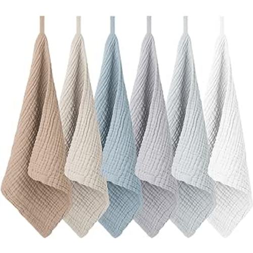 Amazon.com: Konssy 6 Pack Baby Muslin Washcloths for Unisex 100% Cotton Wash Cloth Set for Baby Face Body Comfy and Soft for Newborn Infants Kids Girls and Boys : Baby