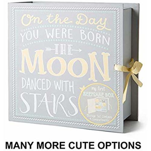 Baby Milestone Keepsake Storage Box: Track Treasured Memories - Moon & Stars