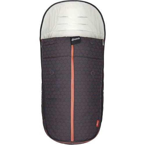 Diono All Weather Stroller Footmuff, Universal Fit from Baby to Toddler with Cozy Super Soft Padding, Weatherproof, Water Resistant Lining, Charcoal Copper Hive