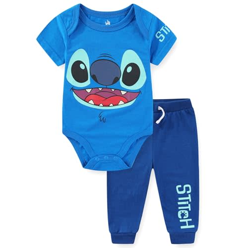 Disney Lilo & Stitch Boys Short Sleeve Bodysuit and Pants Set for Newborn and Infant