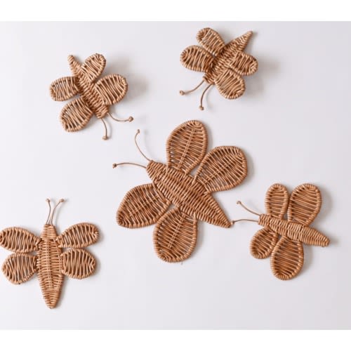 Set of 5 Wall Hanging Wicker Butterflies, Butterfly Nursery Decoration, Kids Room Decoration, Nursery wall decor set