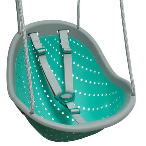 Sweeng Child Swing with Ease Z Adjust Harness Straps, Collapsible and Flexible Design, and Easy Hang Metal Hooks for Patio, Lawn, and Garden, Teal