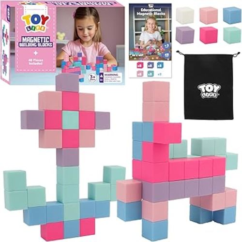 TOY Life 48 Pcs Magnetic Blocks Ages 3-5, Magnetic Building Blocks for Toddlers, Magnetic Blocks for Kids Ages 4-8 Girls & Boys, Learning Building Toys for Age 3 4 5 6 7 8-12