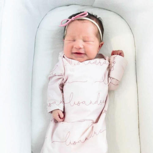 Solid Blush Personalized Newborn Baby Knot Gown