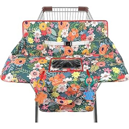 Shopping Cart Cover for Baby,2-in-1 High Chair Cover Soft,Portable, and Machine Washable,Comfortable Cotton Seat Pad with Safety Harness and Portable Cloth Bag,Fits All Supermarkets and Restaurants