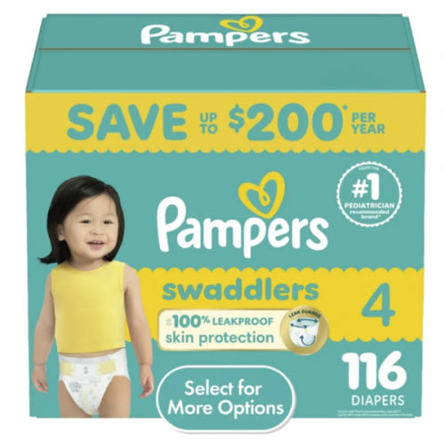 Pampers Swaddlers Baby Diapers Size 4, 116 Count (Select for More Options)
