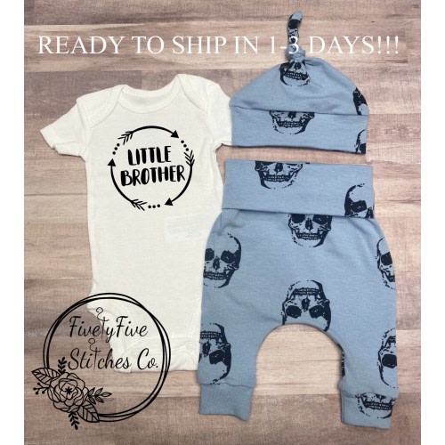 Baby Boy Coming Home Outfit Little Brother Going Home Outfit Boy Baby Boy Outfit Baby Boy Clothes Take Home Outfit Boy Skulls Boy Skull Rock