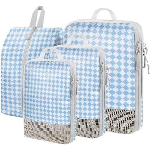 4-Piece Packing Cube Set - Lightweight Luggage Organizers for Travel, Vacation and Suitcases - Durable Accessories with Compression