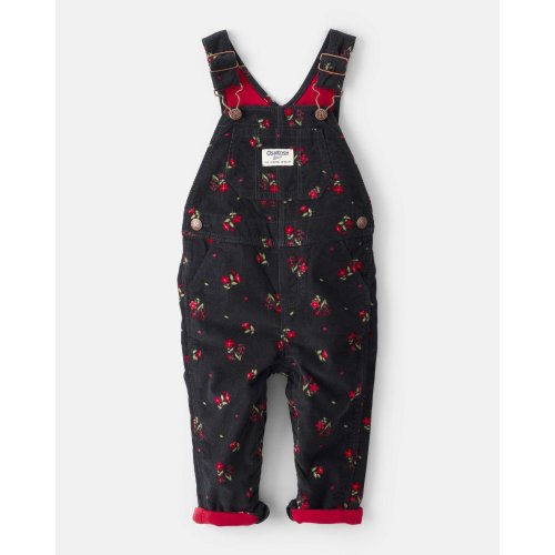 Baby Girl Floral Print Corduroy Overalls - Black - OshKosh | Carter's