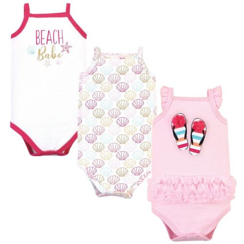 SIZE: 0-3 MONTHS Little Treasure Baby Girl Cotton Bodysuits 3pk, Flip Flops, 0-3 Months