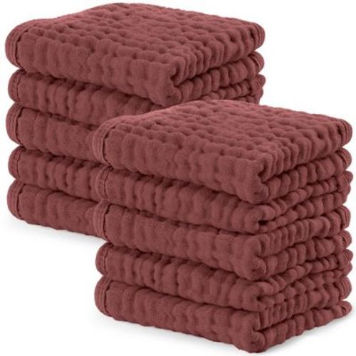 Baby Washcloths Muslin Cotton, Large 10”x10” by Comfy Cubs (Multicolor Girl, Pack of 10)