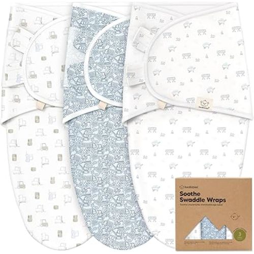 3-Pack Organic Baby Swaddle Sleep Sacks - Swaddles for Newborns, Infant 0-3 Months, Baby Girls, Boys, Soft & Snug Newborn Sleep Sack, Nursery Swaddling Blankets (Excavation)