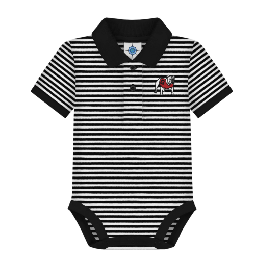 INFANT GEORGIA one piece three snap striped polo - black – The Red Zone- Athens, GA