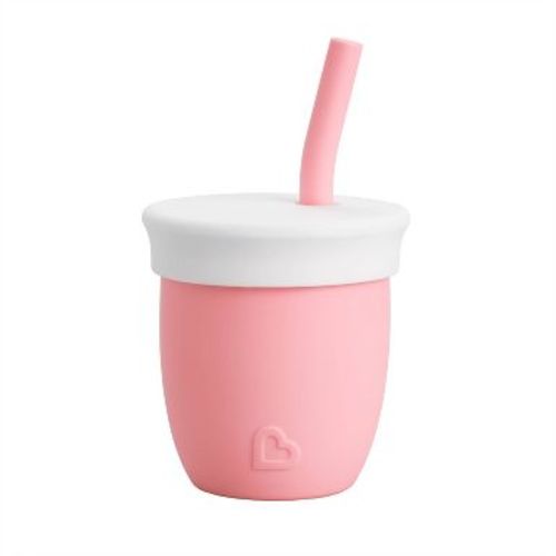 Munchkin C'est Silicone! 4oz Training Cup with Straw - Coral