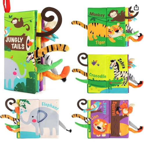 beiens Baby Books Toys, Touch and Feel Crinkle Cloth Book for Infant Baby 0-3-6-12-18 Months, Early Development Interactive Stroller Soft Toys, Newborn Gifts for Boys Girls