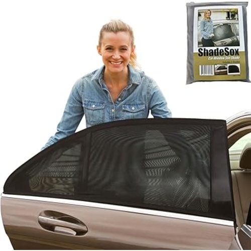 SHADESOX Car Side Window Sunshade (2-Pack) | Window Shade for Baby in Car | Universal Fit for 99% of Cars & Mid Size SUVs | Rear Car Window Shades for Kids and Children | Sun Blocker Window Screens