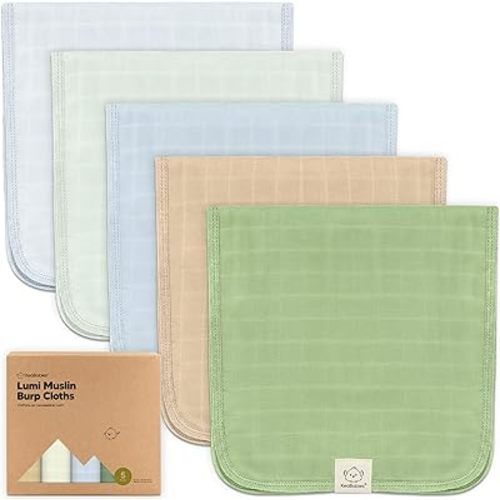 5-Pack Muslin Burp Cloths for Baby Boys, Girls - Baby Burp Cloths Neutral, Soft and Absorbent Burp Clothes, Burping Cloths for Babies, Burp Rags, Baby Girl & Boy Burp Cloth, Baby Essentials (Dew)