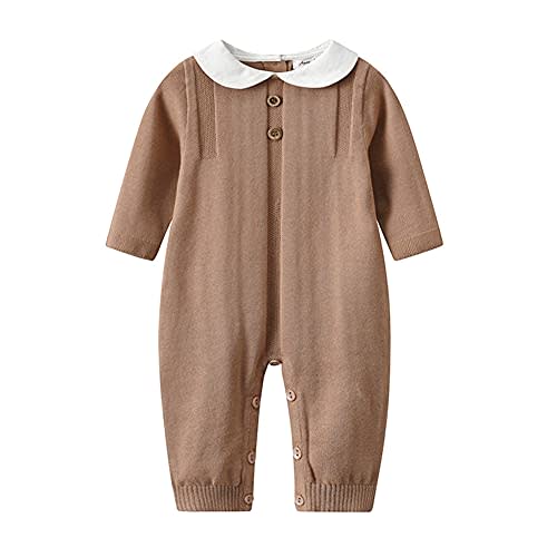 Auro Mesa Baby Infant Boy Girl Peter Pan Collar Knit Sweater Romper Outfit Clothes One-Piece Coverall Baby Clothing Jumpsuit