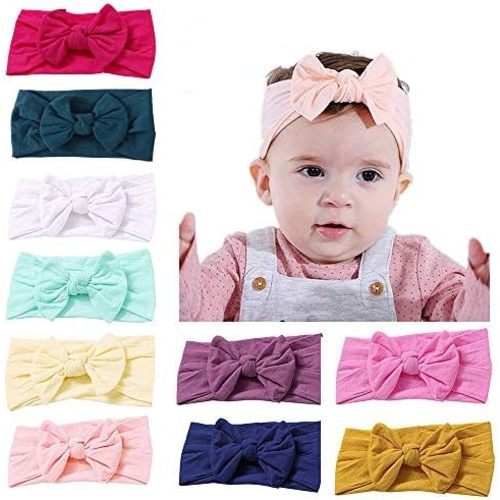 10 PACK Baby Girl Headbands Baby Headband Baby Bows Hairband Newborn Super Soft and Stretchy Baby Girl Headbands and Bows,Nylon Headband Hairband Turban