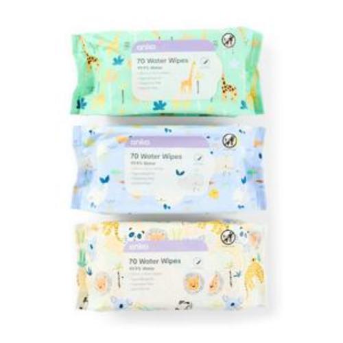 70 Pack Water Wipes - Assorted