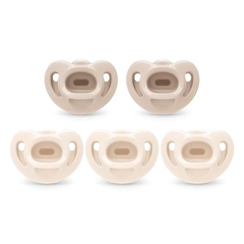 NUK 100% Silicone Comfy Orthodontic Pacifiers, 0-6 Months, Neutral Fashion, Timeless Collection, 5 Count