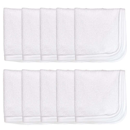 10-Pack Organic Cotton Baby-Terry Wash Cloths, Bright White | Honest Baby Clothing