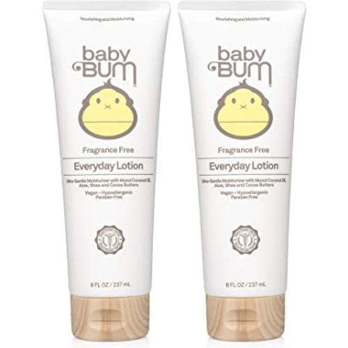 Baby Bum Everyday Lotion | Moisturizing Baby Body Lotion for Sensitive Skin with Shea and Cocoa Butter| Fragrance Free| Gluten Free and Vegan | 8 FL OZ | 2 Pack