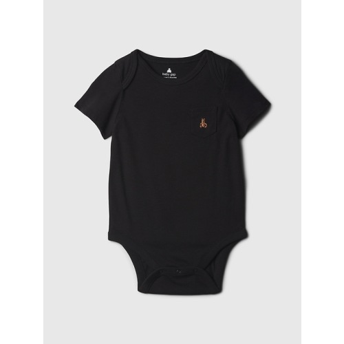 Baby Mix and Match Pocket Bodysuit in true black, size: 3-6 M