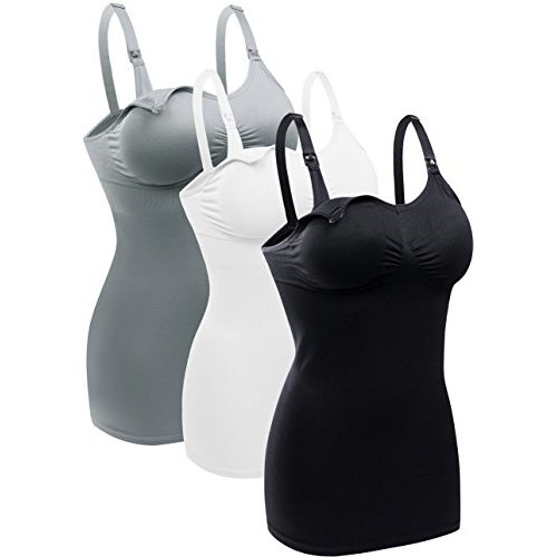 Womens Nursing Tank Tops Built in Bra for Breastfeeding Maternity Camisole Brasieres