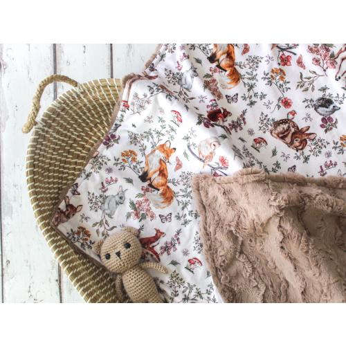 Floral Forest Minky Baby Blanket: Personalized Nursery Bedding, Custom Embroidery, Adult Throw Blanket