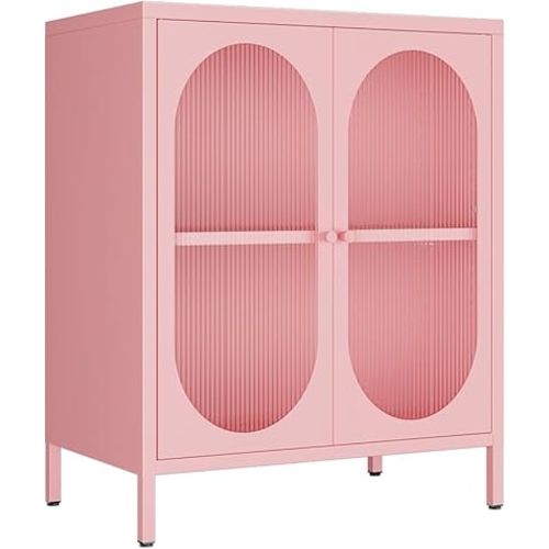 2 Doors Locker Metal Storage Cabinet (Buffet Cabinet, Pink)